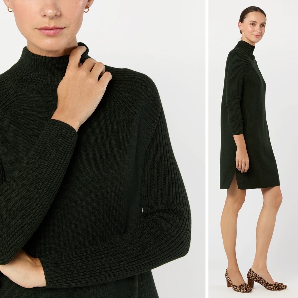 Ann Mashburn - Hadley Milano-Stitch Dress - Bottle Green Extra Fine Merino Wool - Picture 2 of 15